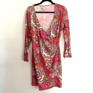 Jude Connally Diane Dress Pink Paisley Barbiecore Large